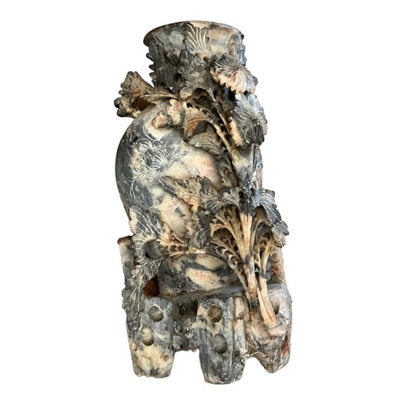 Vintage Carved Soapstone Vase - Picture 1 of 3